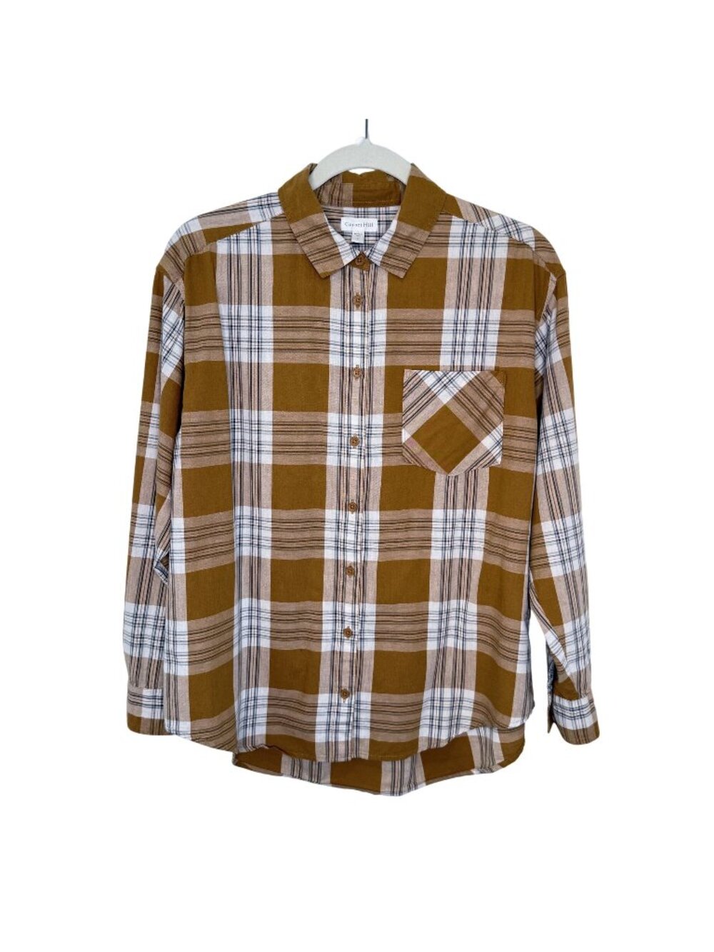 Garnet Hill Plaid Button-Up Back Pleat Shirt, 6